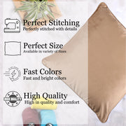 Velvet Cushion Cover With Piping - Perfect for Home Décor Set of 2, Brown